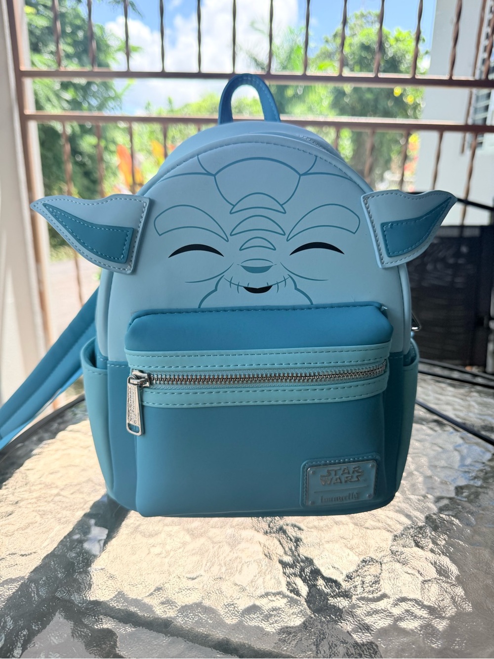 Loungefly Star Wars Yoda Light Blue Mini Backpack . Glow in the dark.
